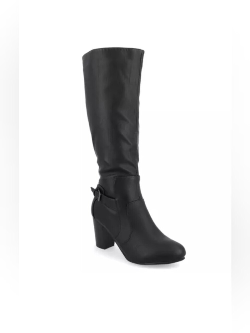 Journee Collection Stacked Heel Knee High Boots Black
